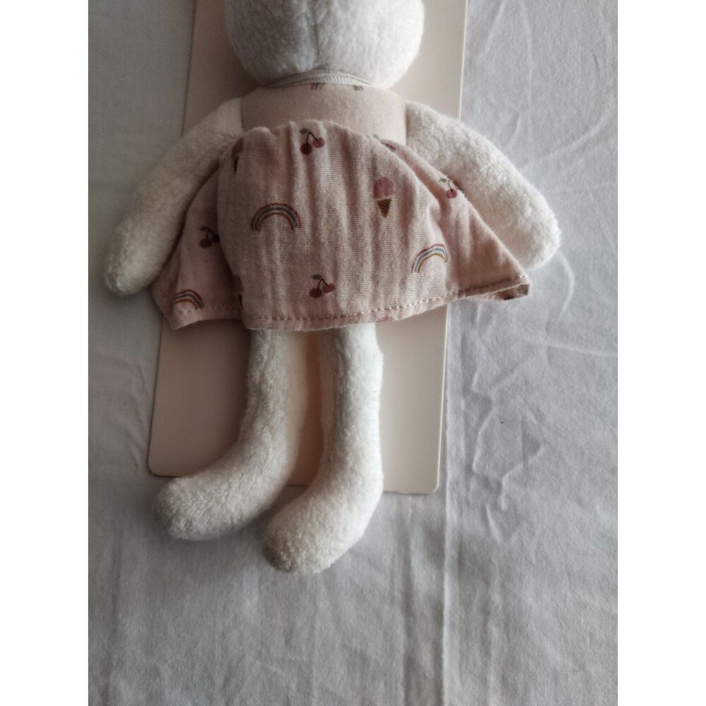 Apple Park Organic Cotton Wht Bunny Plush Pink Rainbow Dres Stuffed Animal 10.5" - Picture 4 of 11